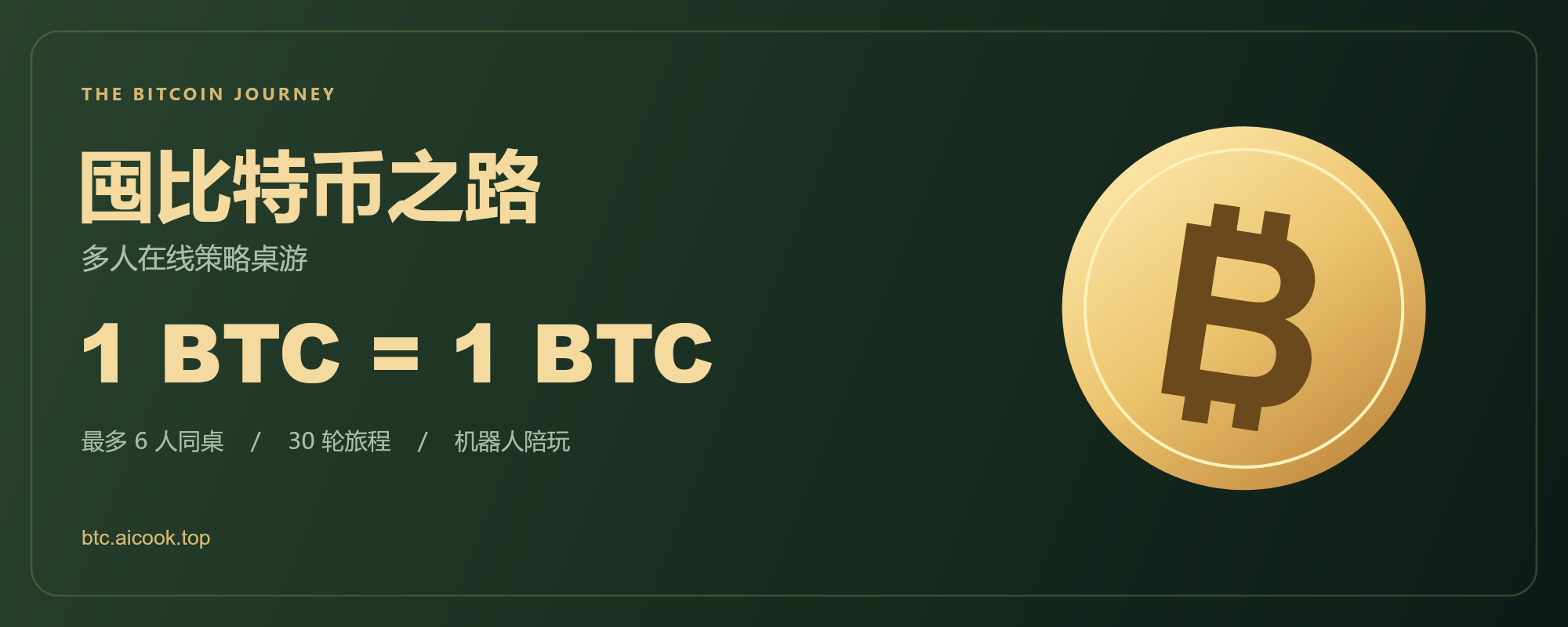 囤比特币之路，多人在线策略桌游，1 BTC = 1 BTC